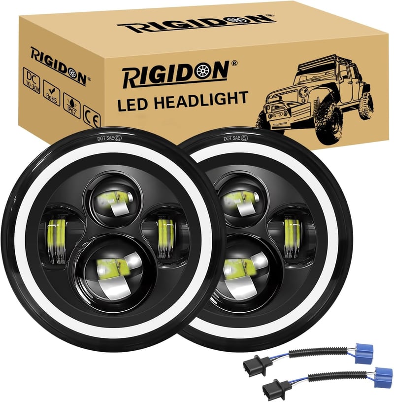 RIGIDON 7 inch kerek LED fényszóró 50W, sárga+fehér DRL - 2 db