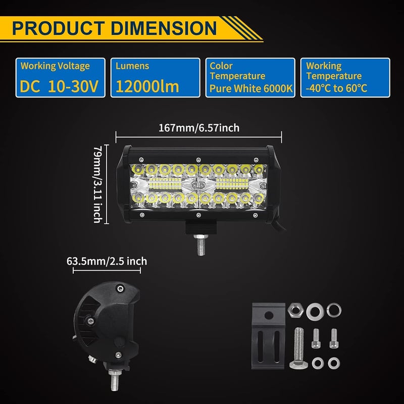RIGIDON 2x 18cm 120W LED munkalámpa 12V/24V traktor teherautó ATV