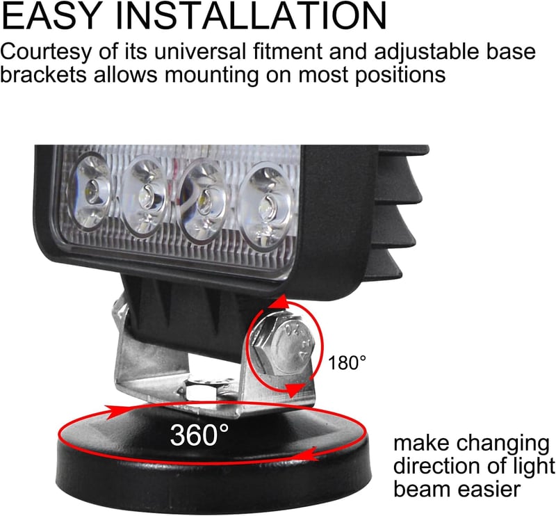 RIGIDON 2x LED munkalámpa mágneses talppal 48W 12V/24V terepjáróhoz traktorhoz