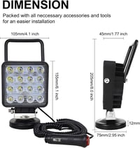 RIGIDON 2x LED munkalámpa mágneses talppal 48W 12V/24V terepjáróhoz traktorhoz 3