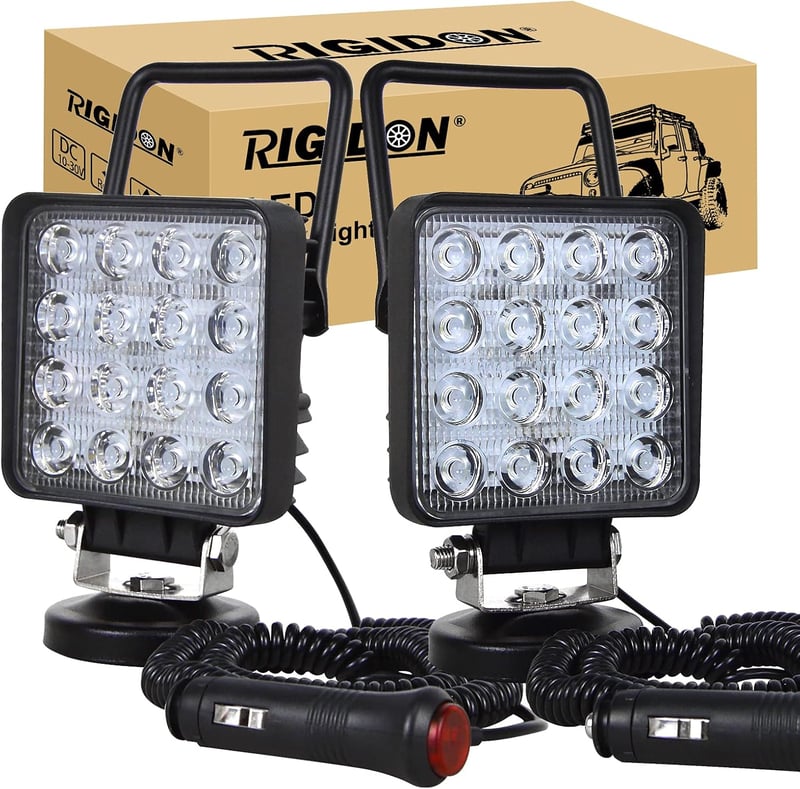 RIGIDON 2x LED munkalámpa mágneses talppal 48W 12V/24V terepjáróhoz traktorhoz