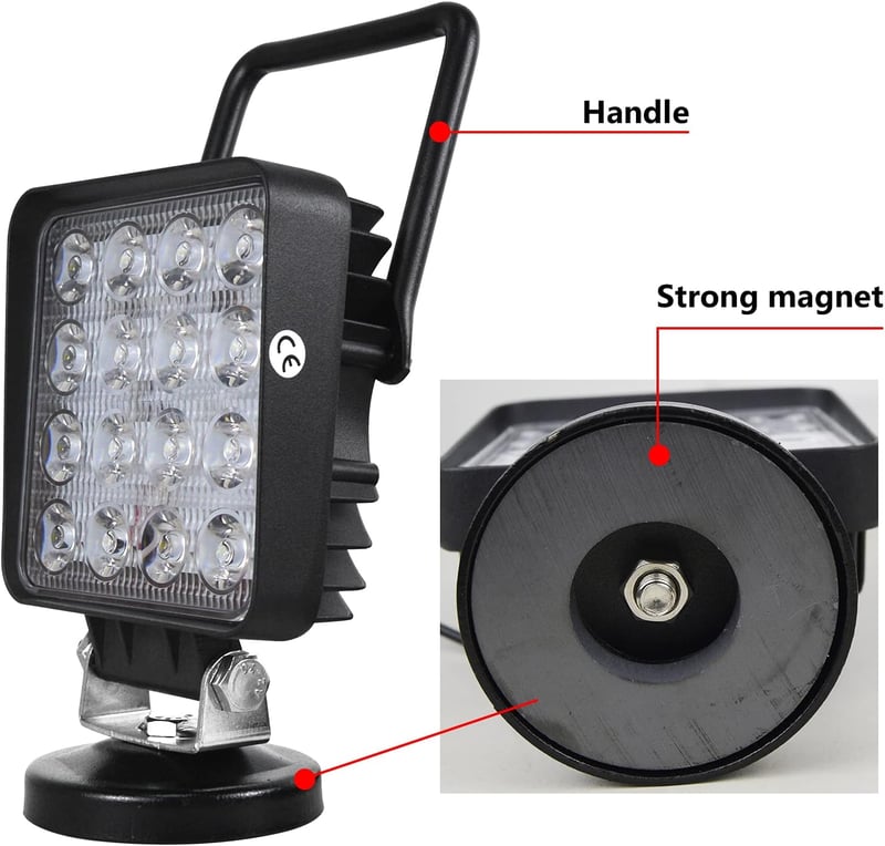 RIGIDON 2x LED munkalámpa mágneses talppal 48W 12V/24V terepjáróhoz traktorhoz