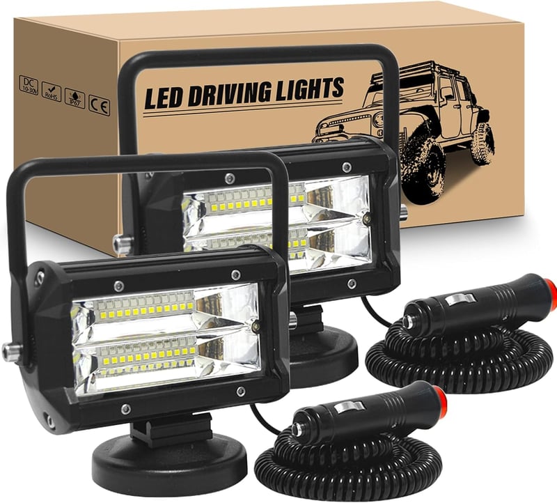RIGIDON 2x LED Munkalámpa Mágneses Talppal 72W 12V Offroad Terepjáró Traktor