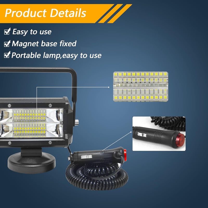 RIGIDON 2x LED Munkalámpa Mágneses Talppal 72W 12V Offroad Terepjáró Traktor