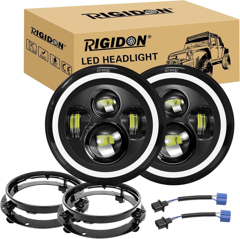 RIGIDON 2x7 Inch Kerek LED Fényszóró 50W 5000 LM Offroad Autó Világítás Wrangler Hummer