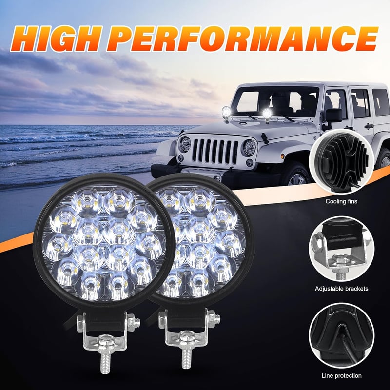 RIGIDON 3.2 hüvelykes 42W kör LED munkalámpa 6000K ködlámpa tolatófény 12