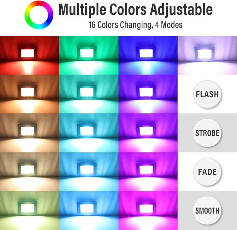 RIGIDON 30W RGB LED reflektor távirányítóval, 16 szín, dimmelhető kerti lámpa