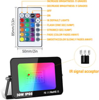 RIGIDON 30W RGB LED reflektor távirányítóval, 16 szín, dimmelhető kerti lámpa 2