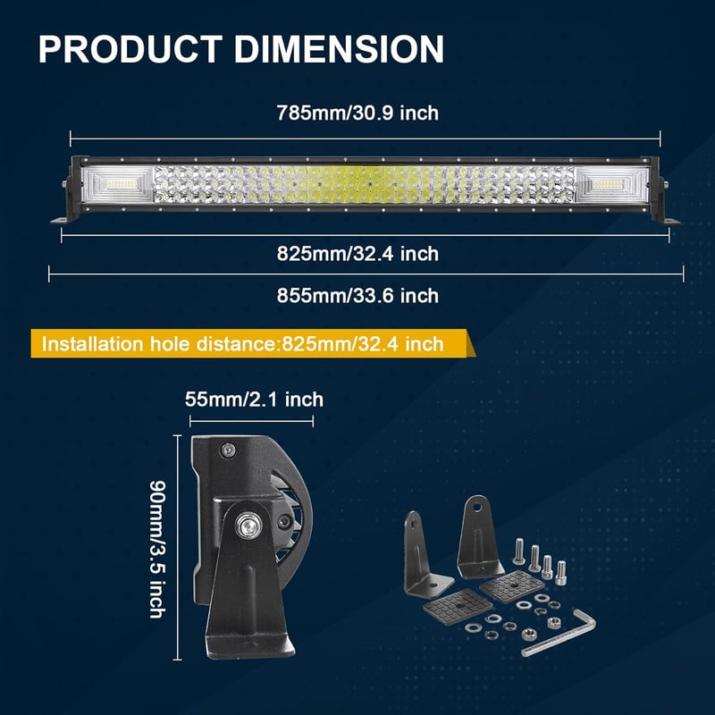 RIGIDON 32 Inch LED Lámpa 405W Autó Terepjáró Offroad Világítás Vízálló Meleg Fehér