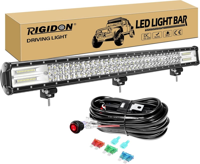 RIGIDON 34 hüvelykes 86 cm 468 W vízálló LED fénysor készlet 12 V kábelköteggel 6000 K fehér off-road fénysáv autóhoz SUV UTV ATV kamion 4x4