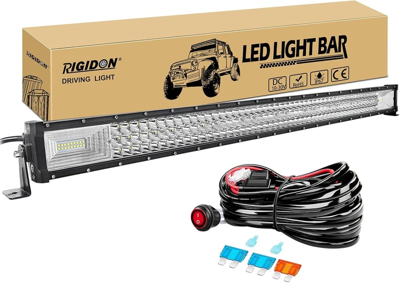RIGIDON 42" Alumínium LED Fénysáv 540W - Vízálló Meleg Fehér Terepjáró Világítás 12V Kábelkészlettel - Autó, Terepjáró, ATV, Teherautó Kiegé
