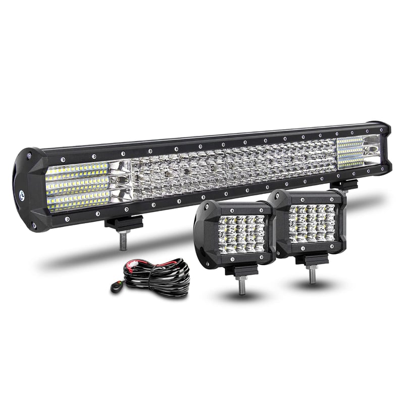 RIGIDON 59 cm 570W LED Svetelná rampa s kabelážou, 2x60W Spot Offroad Svetlá, Vodotesné LED Pracovné svetlo SUV ATV Nákladné auto Traktor 6000K