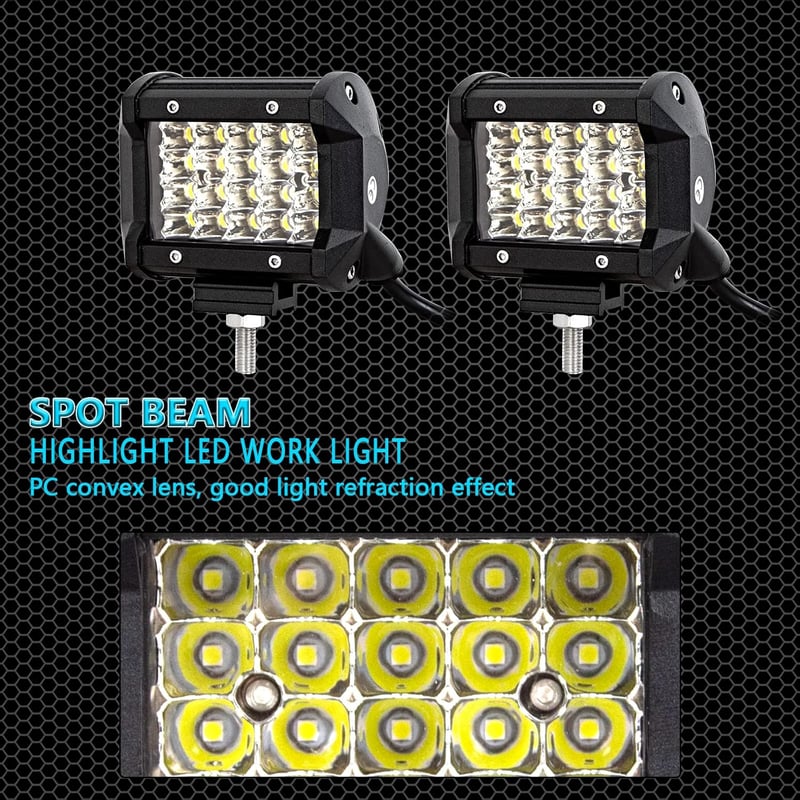 RIGIDON 59 cm 570W LED Fényhíd Kábelköteg-gel, 2x60W Spot Offroad Világítás, Vízálló LED Munkalámpa SUV ATV Teherautó Traktor 6000K