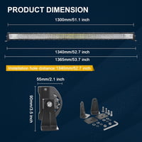 RIGIDON Háromszoros LED Fénysáv 132cm 675W 12V - Terepjáró Világítás Autókhoz, SUV, ATV, UTV, Teherautó, 4x4 Járművekhez, 6000K Fehér 2