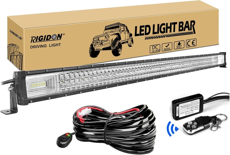 RIGIDON Háromszoros LED Fénysáv 132cm 675W 12V - Terepjáró Világítás Autókhoz, SUV, ATV, UTV, Teherautó, 4x4 Járművekhez, 6000K Fehér