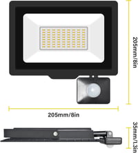 RIGIDON LED Reflektor Mozgásérzékelővel 50W 5000LM IP66 Vízálló Kültéri Lámpa 3000K Meleg Fehér Fény Kerthez Garázshoz Udvarhoz 2