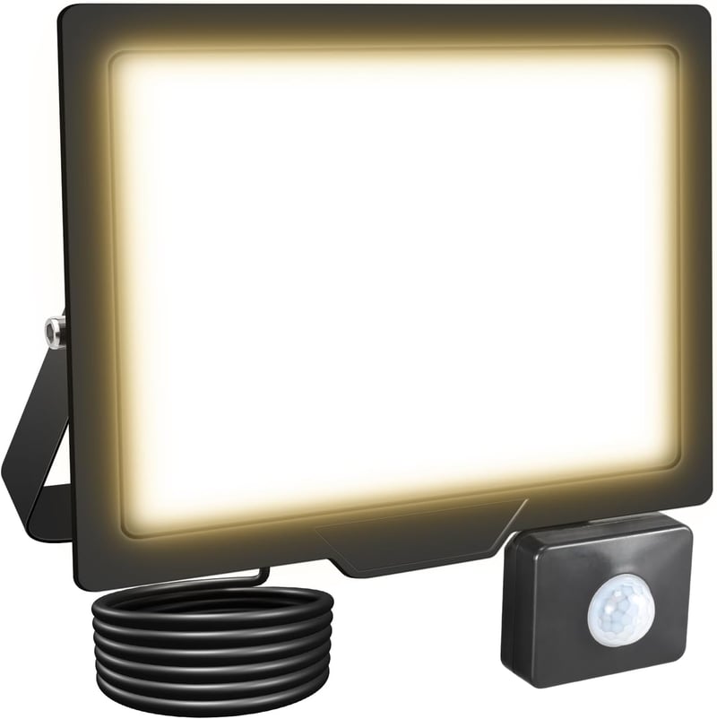 RIGIDON LED Reflektor Mozgásérzékelővel 50W 5000LM IP66 Vízálló Kültéri Lámpa 3000K Meleg Fehér Fény Kerthez Garázshoz Udvarhoz