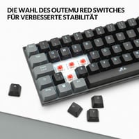 Rii 60% Wireless Mechanikus Gaming Billentyűzet RGB, Red Switch, QWERTZ, Fekete/Szürke 7