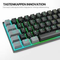 Rii 60% Wireless Mechanikus Gaming Billentyűzet RGB, Red Switch, QWERTZ, Fekete/Szürke 3