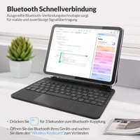 Rii Billentyűzetes Tok iPad 10.9" 2022 10. Generáció - Mágneses Állvány, Trackpad, 7 Színű Háttérvilágítás, QWERTZ, Fekete 3