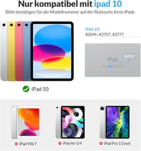 Rii Billentyűzetes Tok iPad 10.9" 2022 10. Generáció - Mágneses Állvány, Trackpad, 7 Színű Háttérvilágítás, QWERTZ, Fekete 2