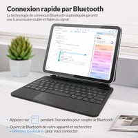 Rii iPad 10,9 (2022) Bluetooth billentyűzet tok mágneses trackpaddal, háttérvilágítással - fekete 3