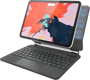 Puzdro s Bluetooth klávesnicou Rii pre iPad 10,9" (2022) s magnetickým trackpadom a podsvietením – čierne