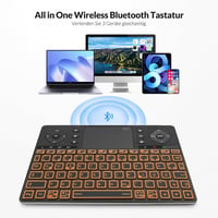 Rii Bluetooth billentyűzet touchpaddal, 12 színű háttérvilágítás, multimédia gombok Smart TV tablet laptop PC-hez fekete 2