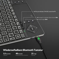 Rii Bluetooth billentyűzet touchpaddal, 12 színű háttérvilágítás, multimédia gombok Smart TV tablet laptop PC-hez fekete 5