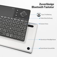 Rii Bluetooth billentyűzet touchpaddal, 12 színű háttérvilágítás, multimédia gombok Smart TV tablet laptop PC-hez fekete 6