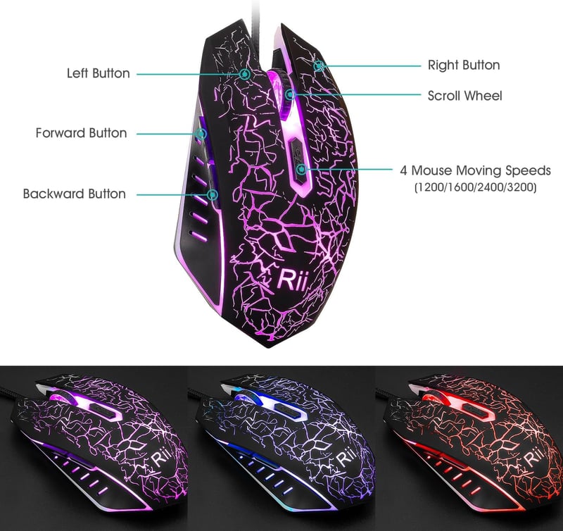 Rii Gaming Billentyűzet és Egér Szett LED Háttérvilágítással PC-hez