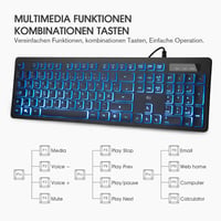 Rii Gaming Billentyűzet és Egér Szett LED Háttérvilágítással, Vezetékes QWERTZ 3
