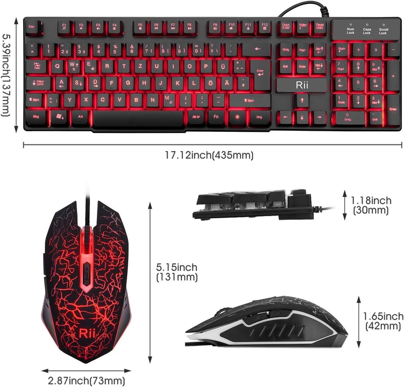 Rii Gaming Billentyűzet és Egér Szett LED Háttérvilágítással PC-hez