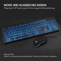 Rii Gaming Billentyűzet és Egér Szett LED Háttérvilágítással, Vezetékes QWERTZ 5