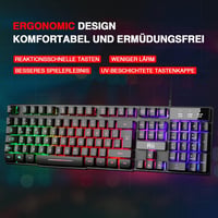 Rii Gaming Billentyűzet USB RGB LED Világítással PC PS4 Német Kiosztás 2