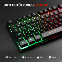 Rii Gaming Billentyűzet USB RGB LED Világítással PC PS4 Német Kiosztás 5