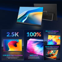 Prenosný monitor Rii 16 palcov 144Hz QHD 2.5K 2560x1600 IPS HDR FreeSync 100% sRGB USB-C HDMI pre notebook, PC, Mac, smartfón s držiakom VESA 3