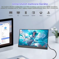 Prenosný monitor Rii 16 palcov 144Hz QHD 2.5K 2560x1600 IPS HDR FreeSync 100% sRGB USB-C HDMI pre notebook, PC, Mac, smartfón s držiakom VESA 7