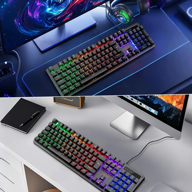 Rii Mechanikus Gaming Billentyűzet QWERTZ Kék Switch Teljes Méret