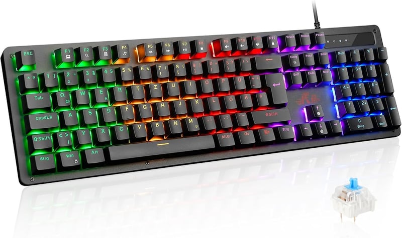 Rii Mechanikus Gaming Billentyűzet QWERTZ Kék Switch Teljes Méret