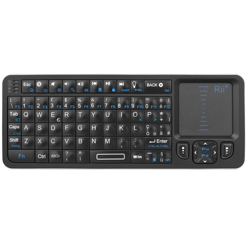 Rii Mini i6 Bezdrôtová Klávesnica s Touchpadom - Bluetooth, IR, USB - Kompatibilná so Smart TV, TV Boxom, Tabletom, Smartfónom, PC, Konzolom