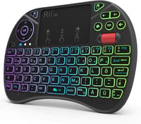Rii Mini Vezeték Nélküli Billentyűzet Érintőpaddal, 8 RGB Háttérvilágítási Móddal, Tölthető, Smart TV, PC, Xbox Kompatibilis, 10m Hatótáv 1