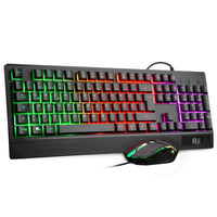Rii RGB Gaming tipkovnica i miš, vodootporna USB tipkovnica, pozadinsko osvjetljenje, QWERTZ njemački raspored, 3200 DPI, PC/Mac kompatibilno 1