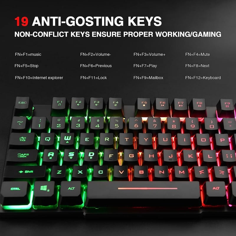 Rii RK100+ RGB LED háttérvilágítású nagy méretű mechanikus gamer billentyűzet
