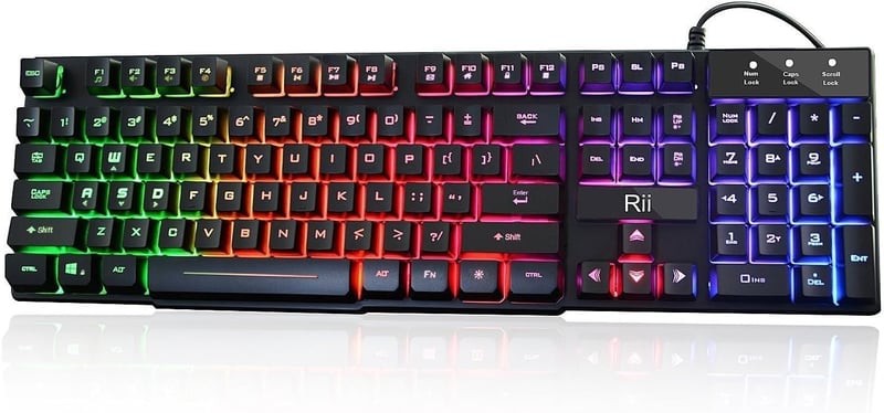 Rii RK100+ RGB LED háttérvilágítású nagy méretű mechanikus gamer billentyűzet
