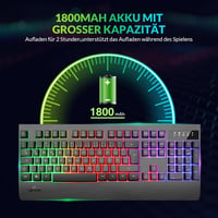 Rii RK204 Vezeték Nélküli Gamer Billentyűzet RGB Háttérvilágítással - QWERTZ Kiosztás, 1800 mA Akkumulátor, 9m Hatótáv, PC/Laptop/Smart TV K 3