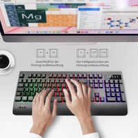 Rii RK204 Vezeték Nélküli Gamer Billentyűzet RGB Háttérvilágítással - QWERTZ Kiosztás, 1800 mA Akkumulátor, 9m Hatótáv, PC/Laptop/Smart TV K 6