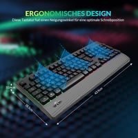 Rii RK204 Vezeték Nélküli Gamer Billentyűzet RGB Háttérvilágítással - QWERTZ Kiosztás, 1800 mA Akkumulátor, 9m Hatótáv, PC/Laptop/Smart TV K 4
