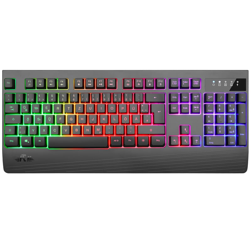 Rii RK204 Bežična igraća tipkovnica s RGB pozadinskim osvjetljenjem - QWERTZ raspored, baterija 1800 mA, domet 9 m, PC/Laptop/Smart TV K