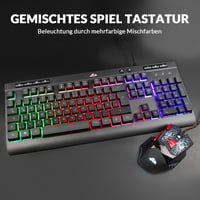 Rii RK900 Gamer Billentyűzet és Egér Szett - RGB Háttérvilágítás, Ergonomikus Kialakítás, QWERTZ, PC/Laptop/Xbox/PS4/PS5 Kompatibilis 4